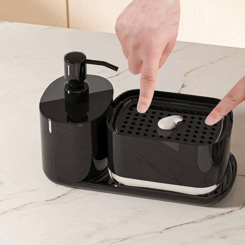 Soap Liquid Box Pressing Soap Liquid Box Soap Dispenser Countertop Soap Container Hand Press Kitchen Dish Washing Soap Dispenser Sponge Holder Liquid Hand Pump Dispenser