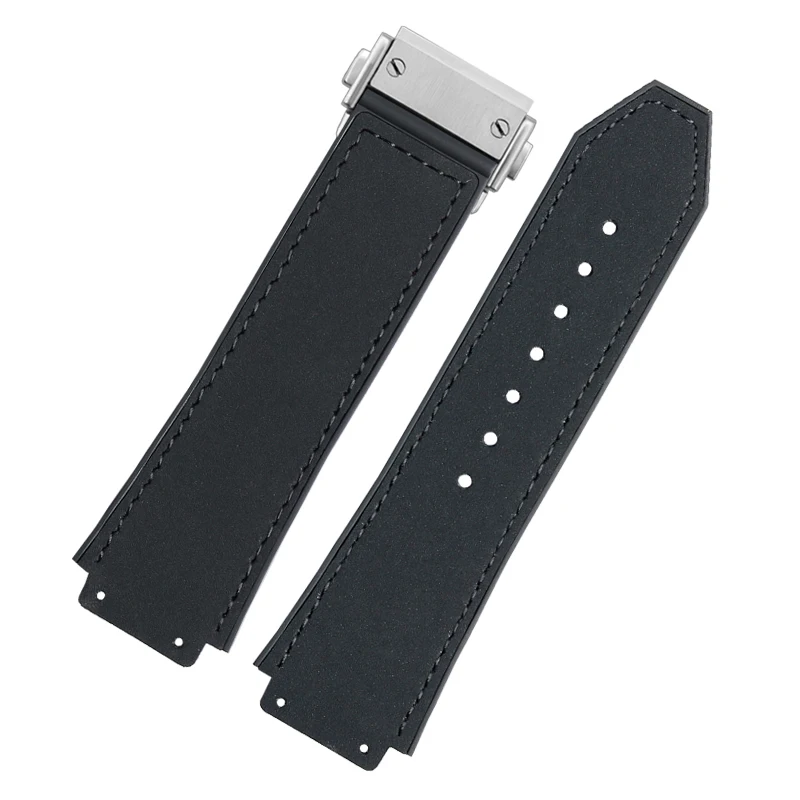 Hublot Yubo Watch Classic Fusion Series Leather Silicone Watchband with Tool, 19mm, Convex Interface