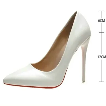 Women Shoes Red High Heels Sexy Pointed Toe 12cm Pumps Wedding Dress Shoes Nude Black Color Red Rubber Bottom High Heels 2