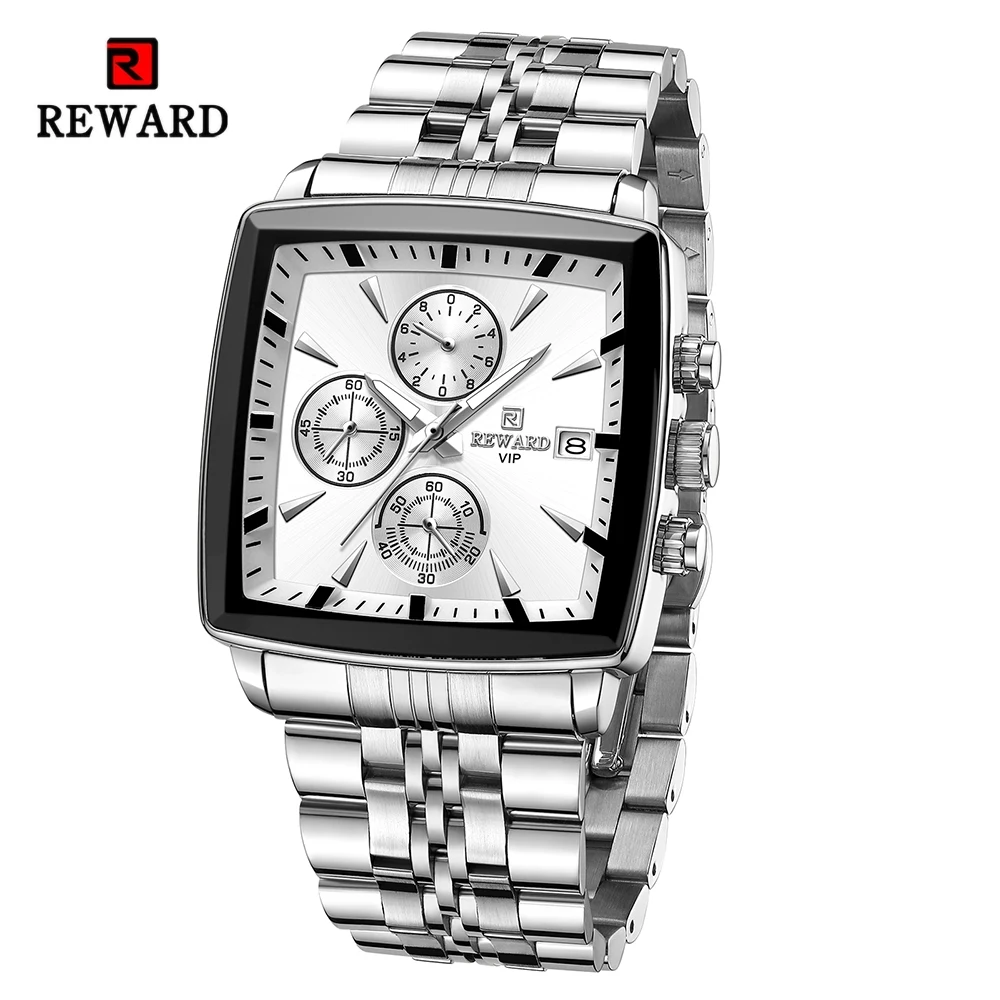 REWARD 2023 yeni ödül paslanmaz çelik Quartz saat erkekler için moda kol  saati su geçirmez işıltılı Chronograph tarih spor Timepiece - AliExpress