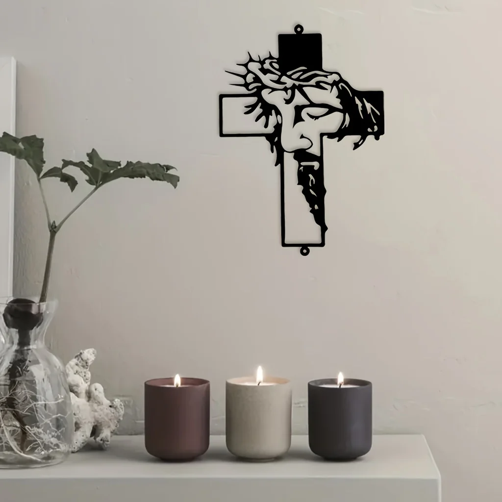 

1pc Metal Cross Sign Wall Art Decoration, Easter Thanksgiving Wall Hanging Decoration, Dining Room Lobby Wall Decor,