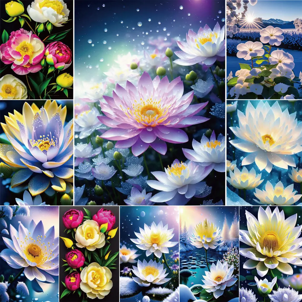 

Алмазная мозаика с цветами и лотосом, 2023