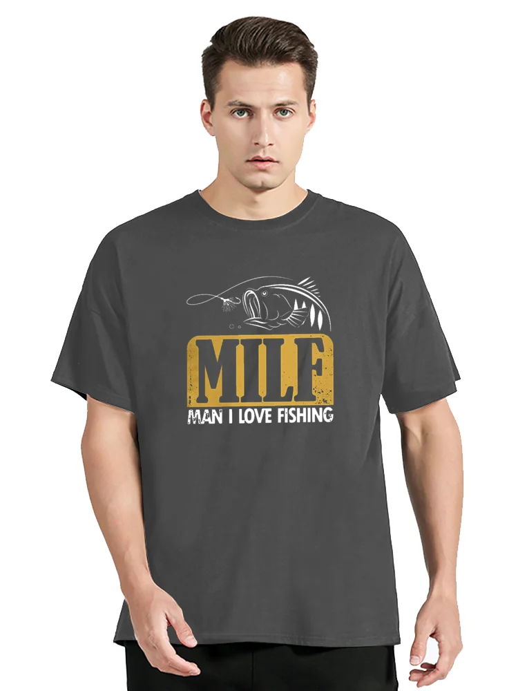 MILF 낚시 티셔츠, 캐주얼 피트니스 티셔츠, 코튼 탑, 남성 의류, 오버사이즈 유니섹스 스트리트웨어, 여름 패션