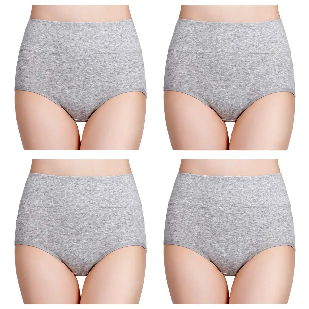 4Pcs High Waisted Underwear for Women Tummy Control Full Coverage Cotton Ladies Panties Soft Stretch Briefs