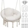 Hanging Hammock Chair with Cozy Full Cushion, Outdside Macrame Swing Chair with 350 Lbs Capacity, Ideal Accent Furniture for Li 1