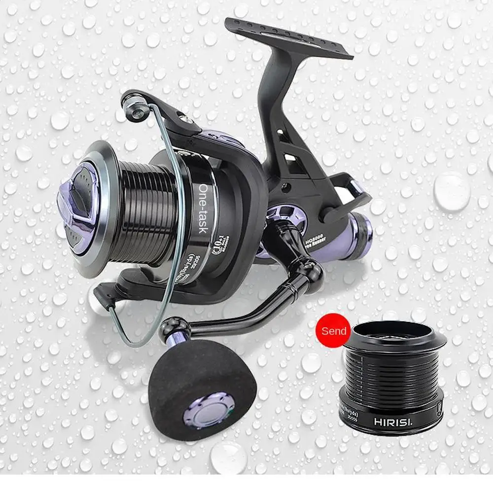 

Extra Free Spool Spinning Spinning Fishing Reel Double Brake Feeder HQ8000 Carp Fishing Reels Metal 8000 Series Gear Ratio