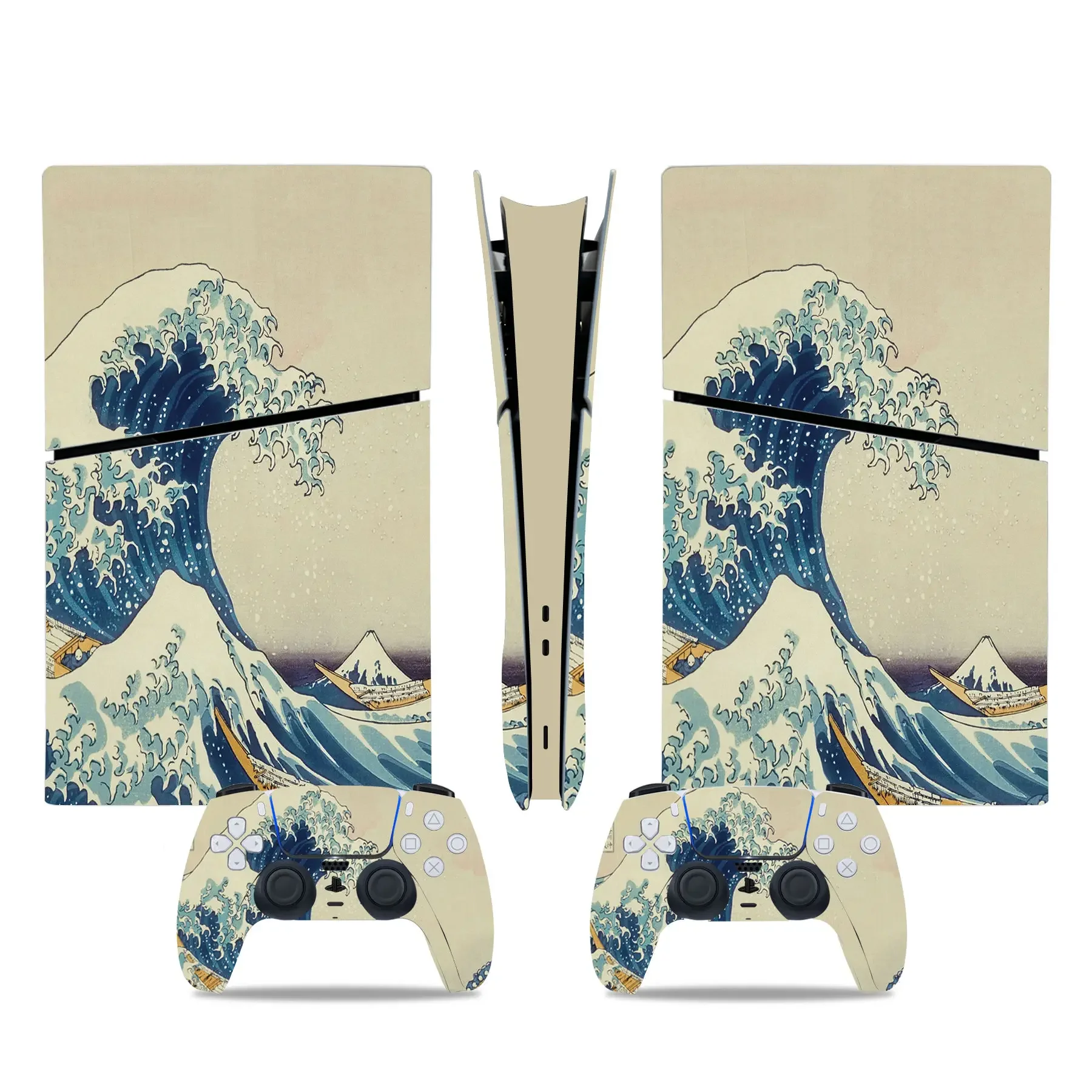 Great Wave Ps5 Slim Digital Skin Sticker Decalcomania Cover Per Console E 2 Controller Nuovo Ps5 Slim Digital Skin Sticker Vinyl