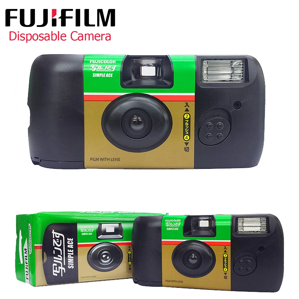 Fotocamera Fuji 1-3 Pezzi Fujifilm Simple Ace Iso 400 Power Flash 27 Foto Esposizione Fotocamera Monouso Con Pellicola Usa E Getta