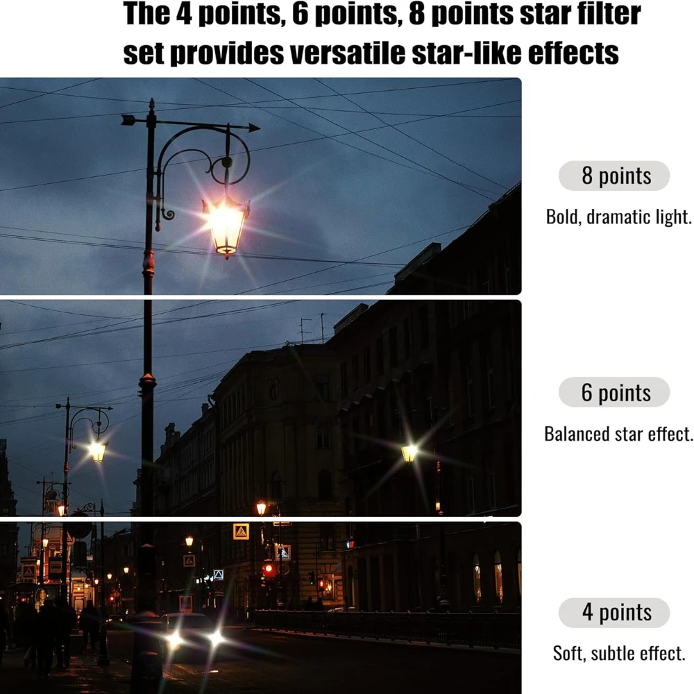 WalkingWay Star Line Star Filter Lens Photography 4 6 8 Line Variable Camera Filters 40.5 49 52 55 58 62 67 72 77 82mm For DSLR 4