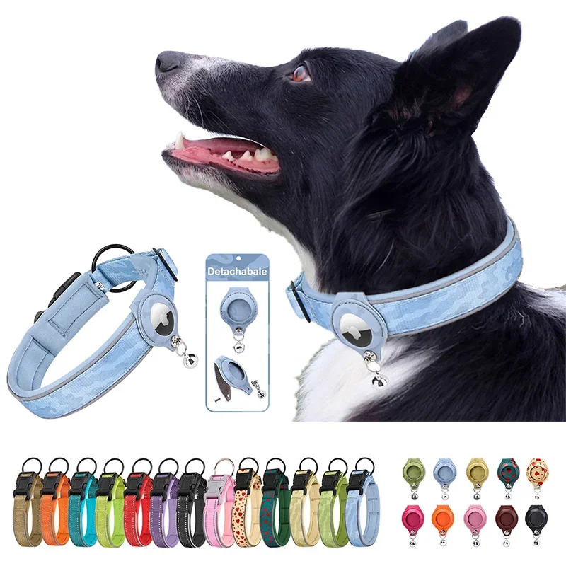 

2023 Anti-Lost Dog Collar with Airtag Leather Case Dog Cat Traction Collar for Apple Airtags Location Tracker Training Collar