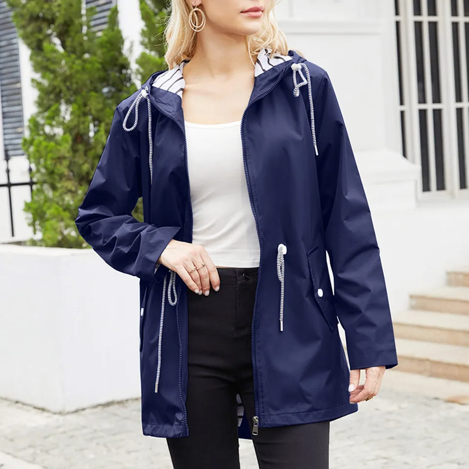 Lightweight Women's Hooded Rain Jacket Windbreaker