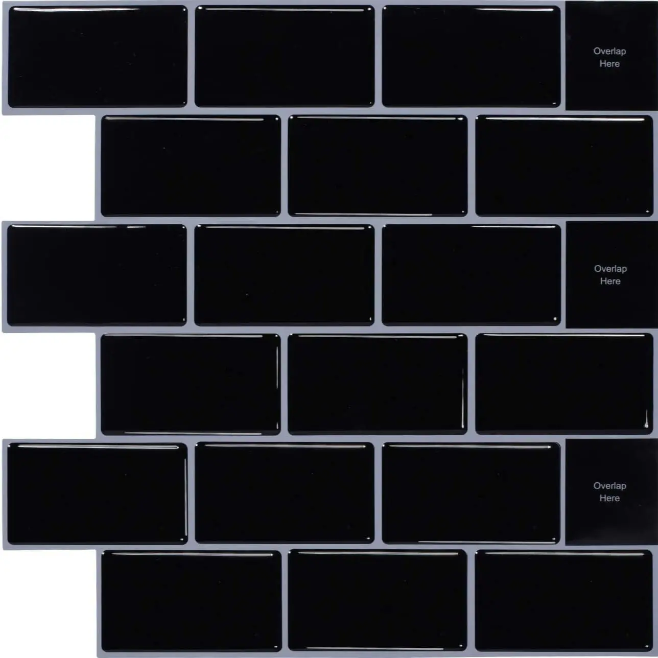 BigSizeBlack3DWallTileStickersStrongAdhesiveKitchenBathroom