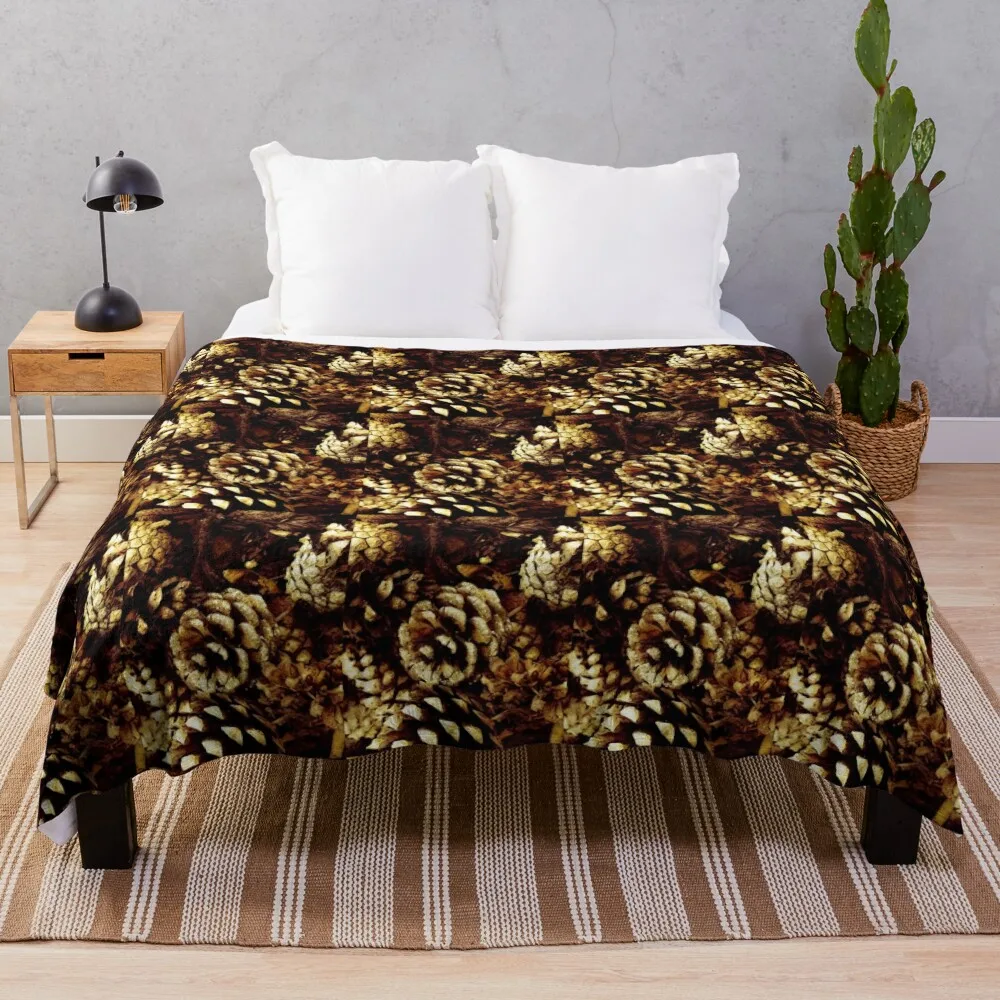 

Pine Cones Throw Blanket halloween Plaid Camping Luxury Designer Blankets