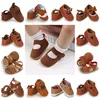 Newborn Soft Soles Brown Girl  Boy Shoes Non-Slip Rubber Soles Cute Big Bow Princess Shoes Breathable Leather Baby Walking Shoes 1