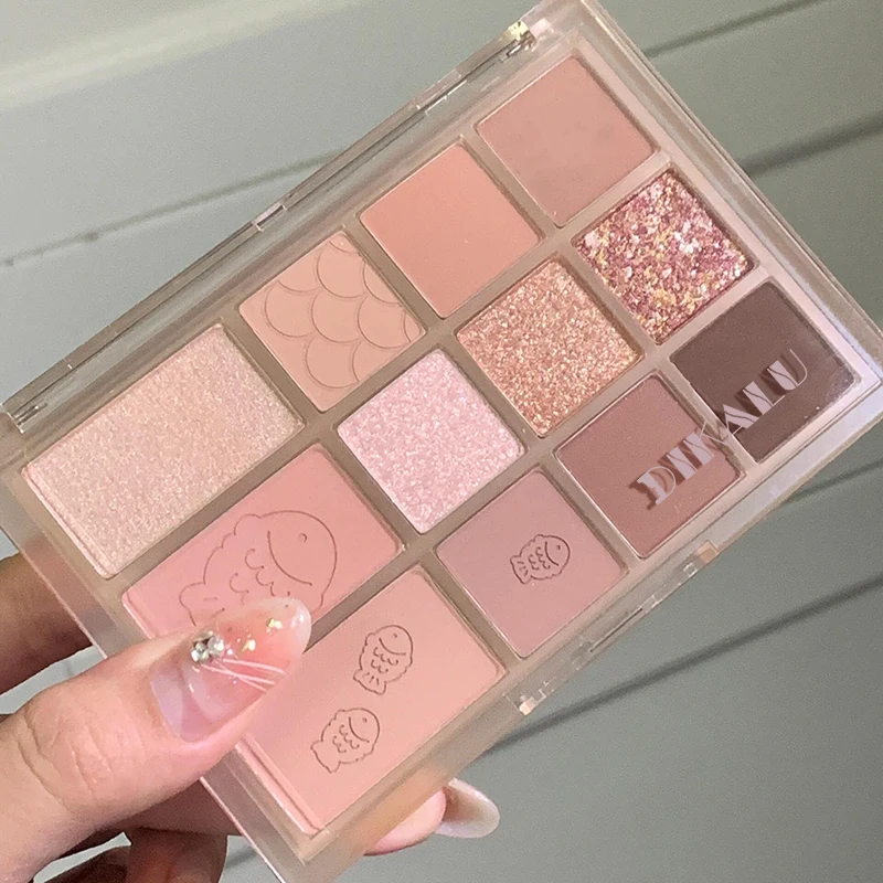 12-Colors Eyeshadow Palette Smokey Brown Rose Eye Shadow Makeup Silky Matte Shimmer Long-lasting Beginner Eyes Pigment Cosmetics - 2