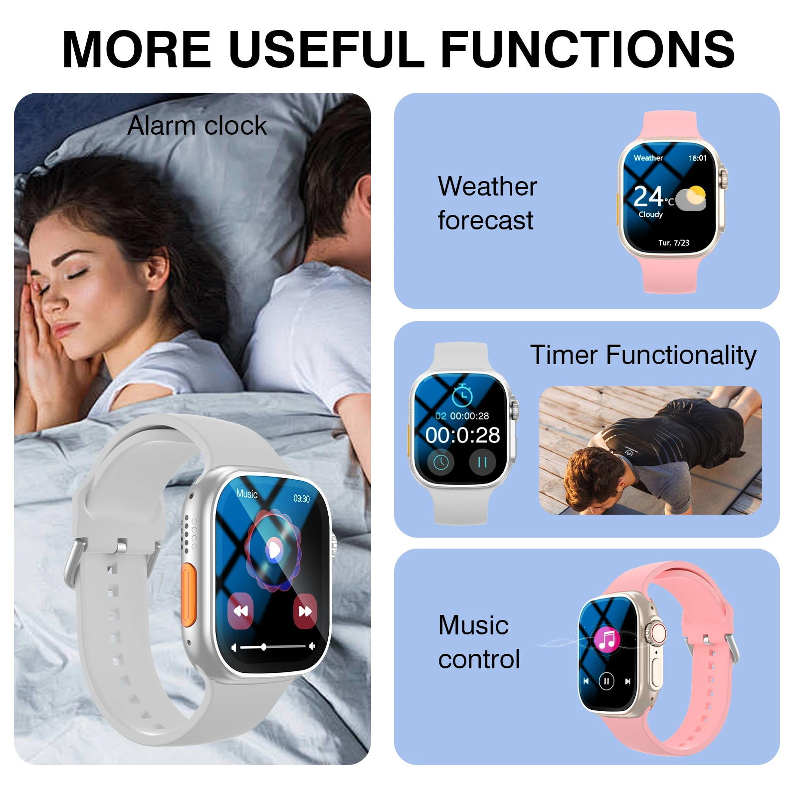 2026 Smart Watch with Wireless Calling, Weather Forecast & Sports Mode, DIY Wallpaper SMS Alerts Silicone Strap for Men Women 4