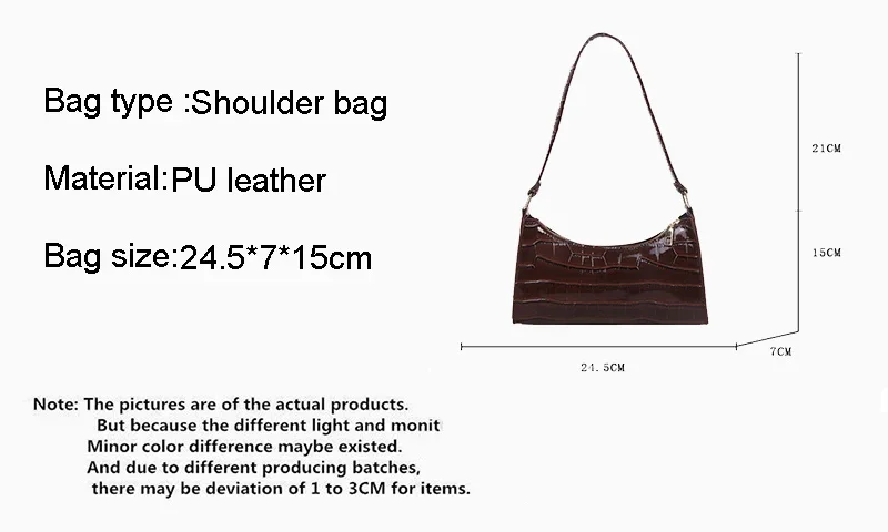 Alligator Pattern PU Leather Handbag - Womens Small Armpit Messenger Bag