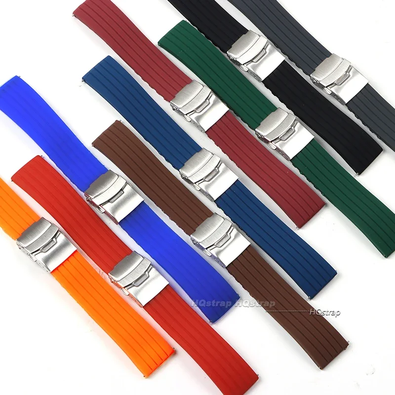 Premium Silicone Rubber Watch Strap with Deployment Buckle
