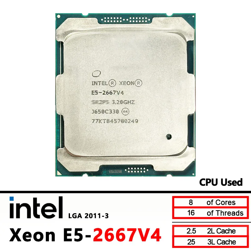인텔 제온 E5 2667 V4 E5-2667V4 중고 3.2GHz 8코어 16스레드 CPU 프로세서 L3=25M 135W LGA 2011-3 ﻿