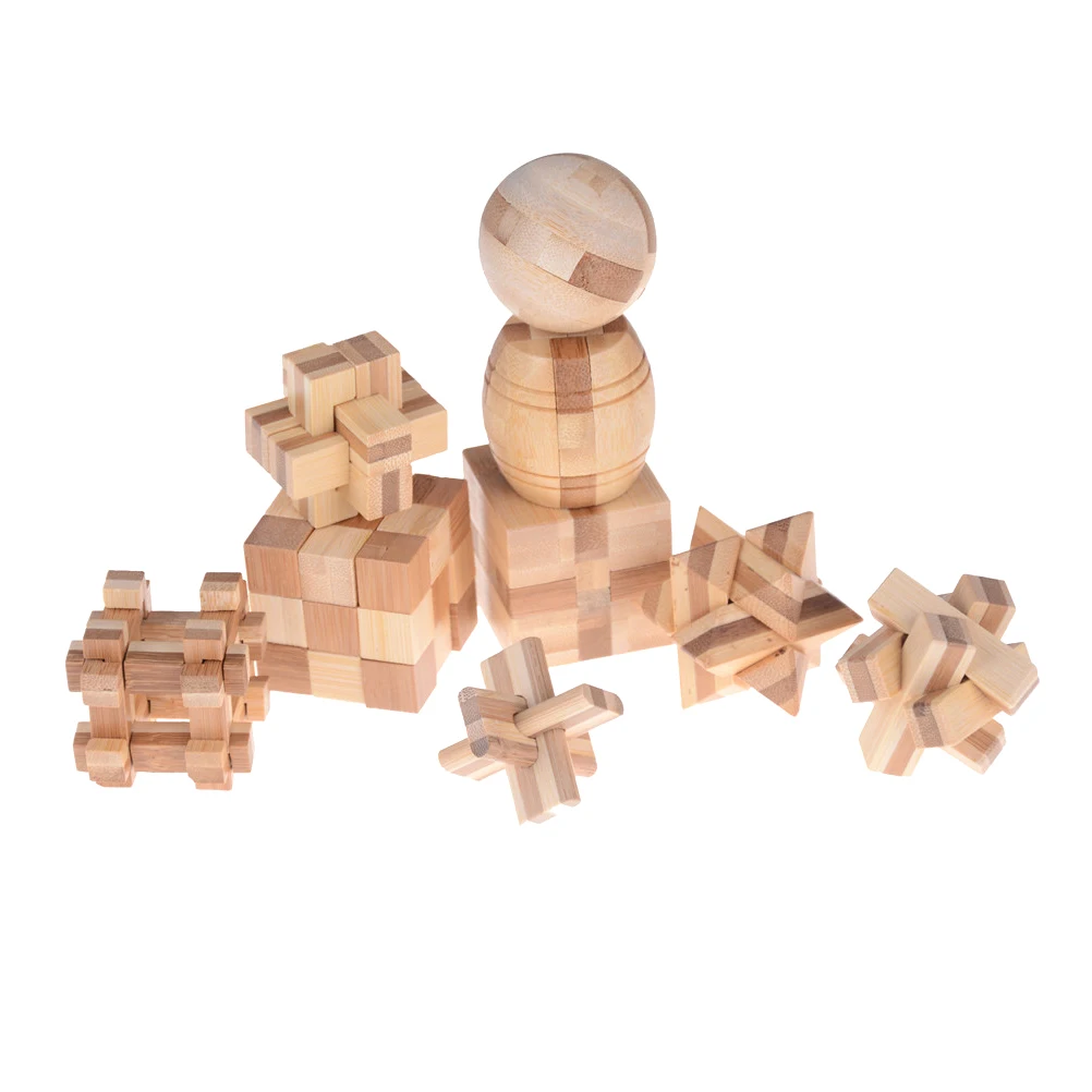 

Hand-assembled Wooden Educational Toys Fashion IQ Brain Teaser Kong Ming Lock Wooden Interlocking Burr 3D Puzzles Game Toy Gift