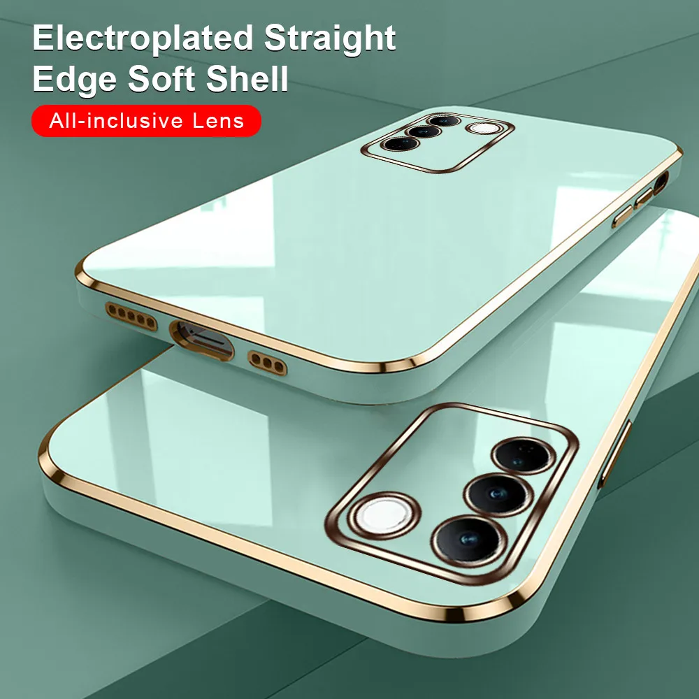 Kvadrātveida pārklājuma rāmja silikona maciņš Vivo V27 Pro tālruņa vāciņam, vāciņš, VivoV27 V 27 27V V27Pro 5G kameras aizsardzības bufera vāciņš_voghion.com