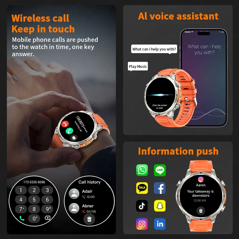 LIGE New Men Sports Smart Watch GPS Heart Rate Monitor LED Flashlight Compass Bluetooth Call IP68 Waterproof man Smartwatch 2026