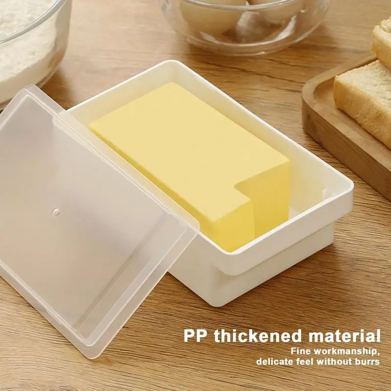 Butter Cutter Box Unbreakable Butter Dish with Clear Lid and Cutter Space-Saving and Easy Cutting Safe Keeper Tray