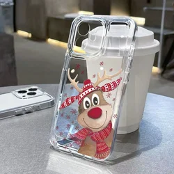 Festive Santa and Reindeer Clear Phone Case - Soft Bumper Cover for iPhone 14 (Clear 2C473)