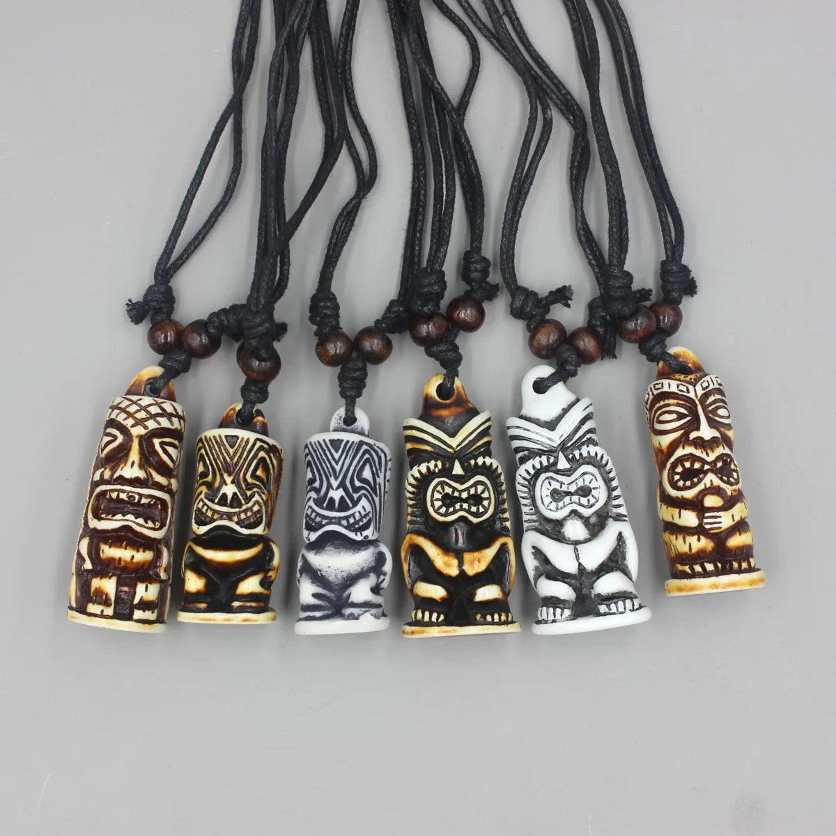 12pcs/Lot Hawaiian Tiki totem Necklaces for Men Women imitation