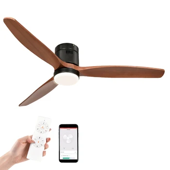 52 Inch Low Profile Ceiling Fan with Light and Remote 3 Blades Smart Ceiling Fan 1