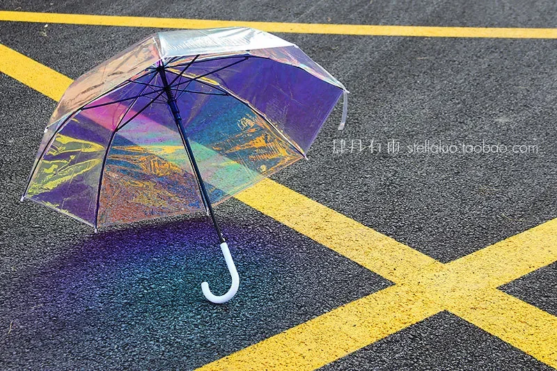 Ombrello arcobaleno colorato colore trasparente che cambia ombrello antivento con manico lungo parasole da donna rinforzato con pioggia solare
