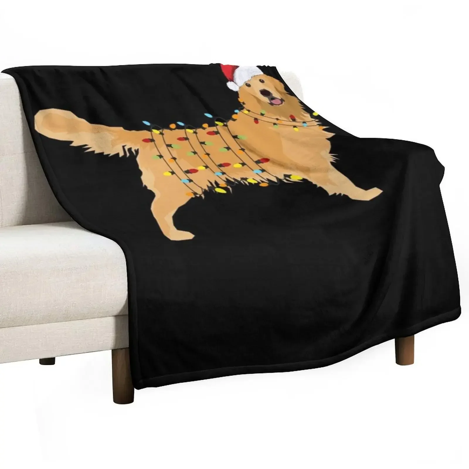 

Golden Retriever Holiday Christmas Light Throw Blanket Personalized Gift Retros Winter beds Luxury Throw Blankets