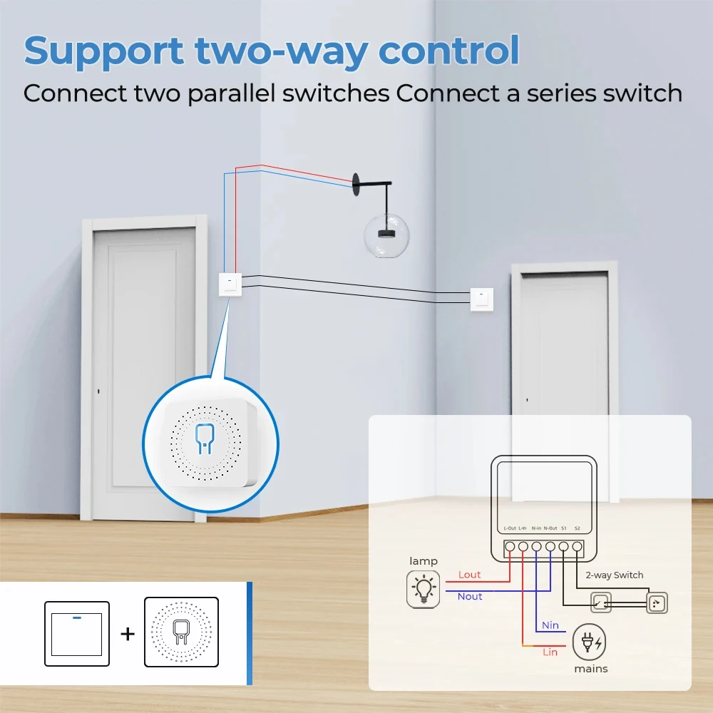 16A Tuya WiFi ZigBee Smart Switch 2-way Control Mini Smart Breaker Work With Alexa Google Home Alice
