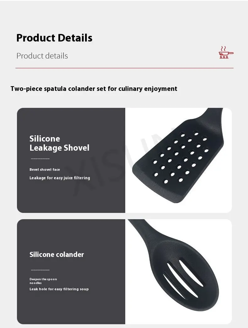 Description Picture 4 of itemHigh Quality Utensils Set of 2pcs Nonstick Heat Resistant Cookware for Cooking & Serving Silicone Spatula Set