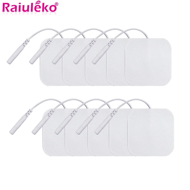 10Pcs/lot 5x5cm Ems Nerve Muscle Stimulator Silicone Gel Electrode Pads Tens Electrodes Digital Therapy Machine Massage 2mm Plug