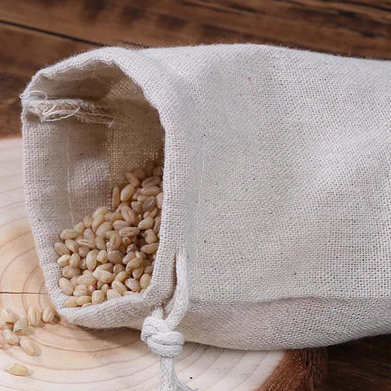 50 Pcs/Lot Linen Storage Drawstring Bags Party Christmas Gift Fabric Package Plain Cotton Pouches 8x10/10x12/12x15/13x18/15x20cm 2