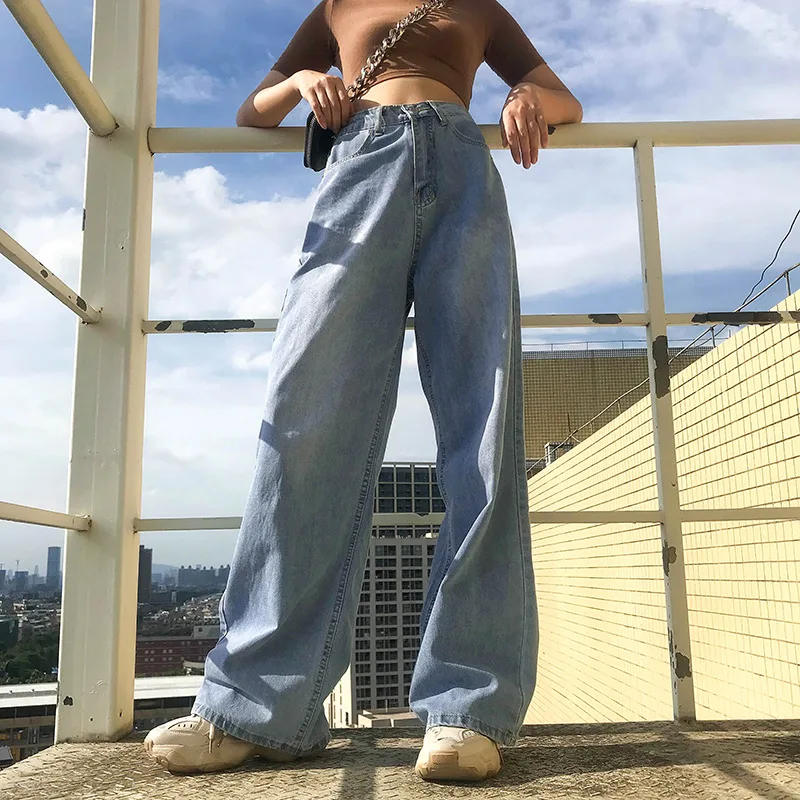 

High Waist Vintage Straight Baggy Jeans Cargo y2k Aesthetic Oversize Denim Trousers Casual Wide Leg Jeans Loose Long Pants 2021