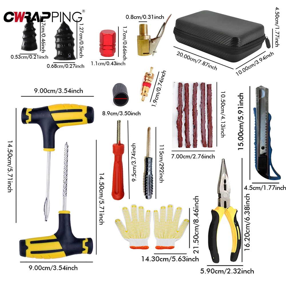 Car Tire Repair Tools Puncture Plug Kit Emergency Auto Tire Strips Glue Motorcycle Tyre Puncture Repair Tools for Car Accessorie