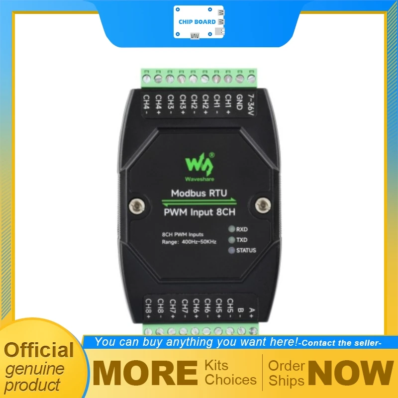 Waveshare 8Ch PWM Input Industrial Module Modbus RTU RS485 Isolated ...