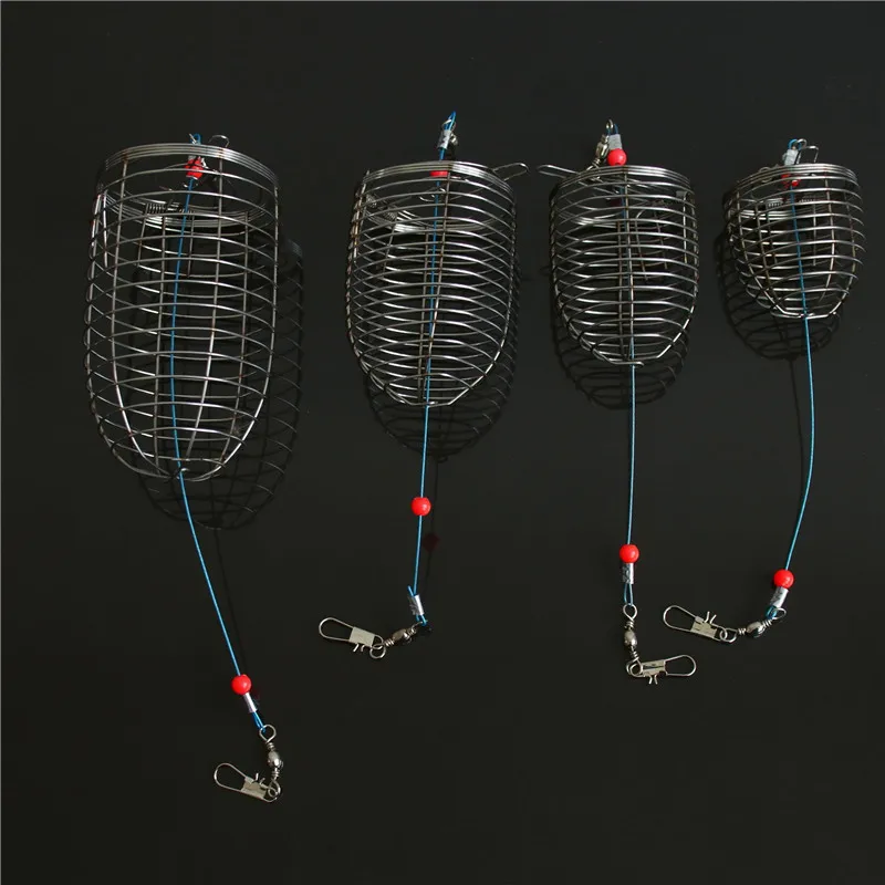 Feeder Holder Fishing Bait Cage Basket Feeder Fishing Accessories Feeder Cage Stainless Steel Bait Cage Basket Fishing Trap