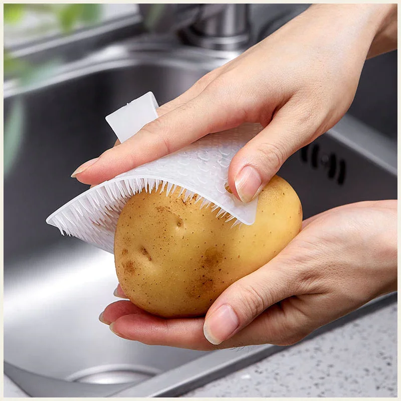 1pc Bendable Multi-functional Fruit & Vegetable Cleaning Brush- Soft  Scrubber For Kitchen Tools