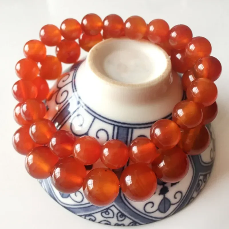 15inch Natural  Red Agate Beads  Gemstone Smooth Round Loose Stone Bead  for Jewelry Making