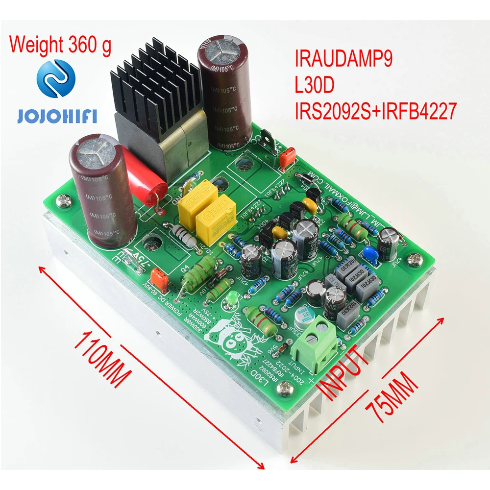 L30D Digital Audio Amplifier IRS2092S IRFB4227 300-850W Mono Sound Amplifiers Finished Board LJM with Heat Sink unisian ne5532 audio preamplifier bass treble sound tone control board with extension cord 20cm for diy amplifier