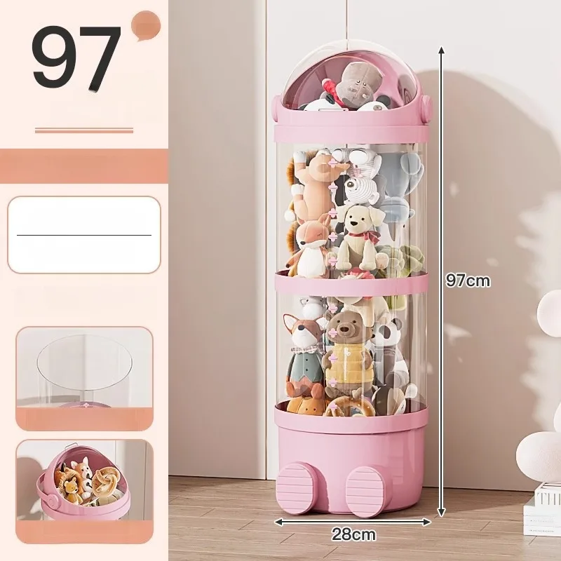 דלי אחסון צעצועי פלאש בנפח גדול עם דמויות מצוירות, מארגן חבילות עמיד באבק לאחסון חיות ממולאות לילדים