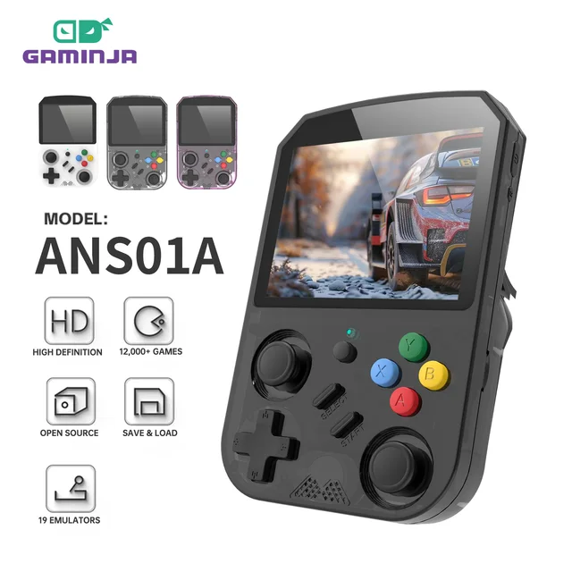 GAMINJA 3.5Inch Screen Portable Handheld Game Console Built in Classic Retro Games Linux System Retro Handheld Game Console
