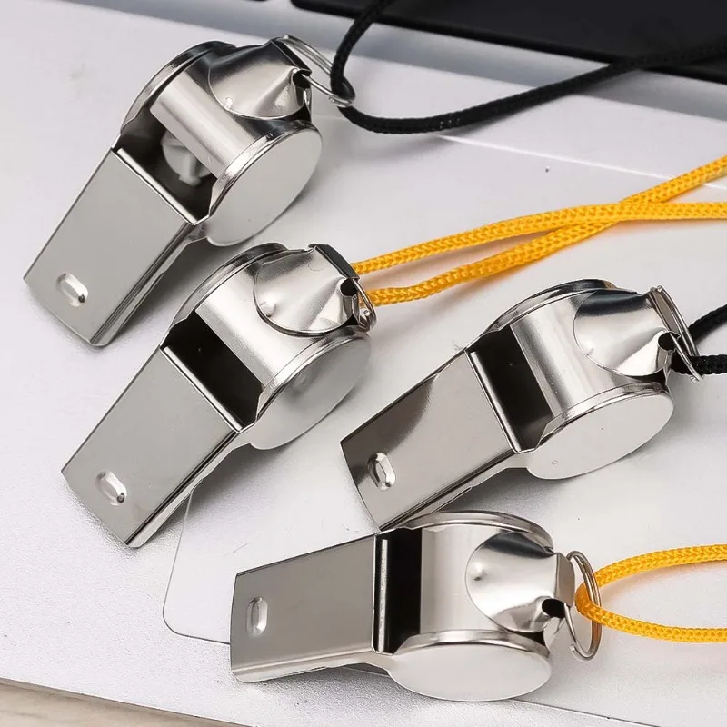 Stainless Steel Sports Whistle with Lanyard