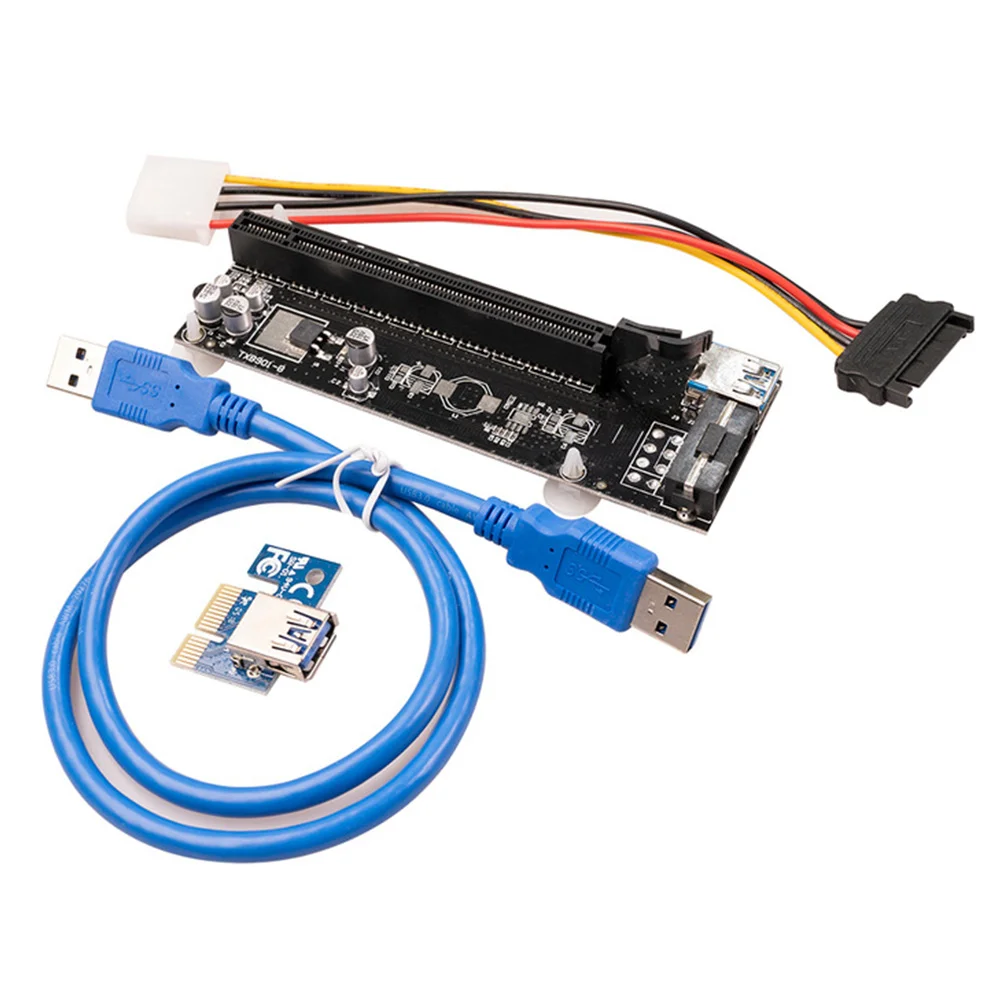 

USB 3.0 PCIE Экспресс 1X до 16X Райзер адаптер карта SATA 15pin штекер до 6pin кабель питания для графического процессора майнинга