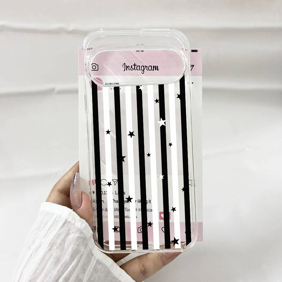 Lucky Stars Stripe Pattern Transparent Soft TPU Phone Case - Fashionable and Durable Cover