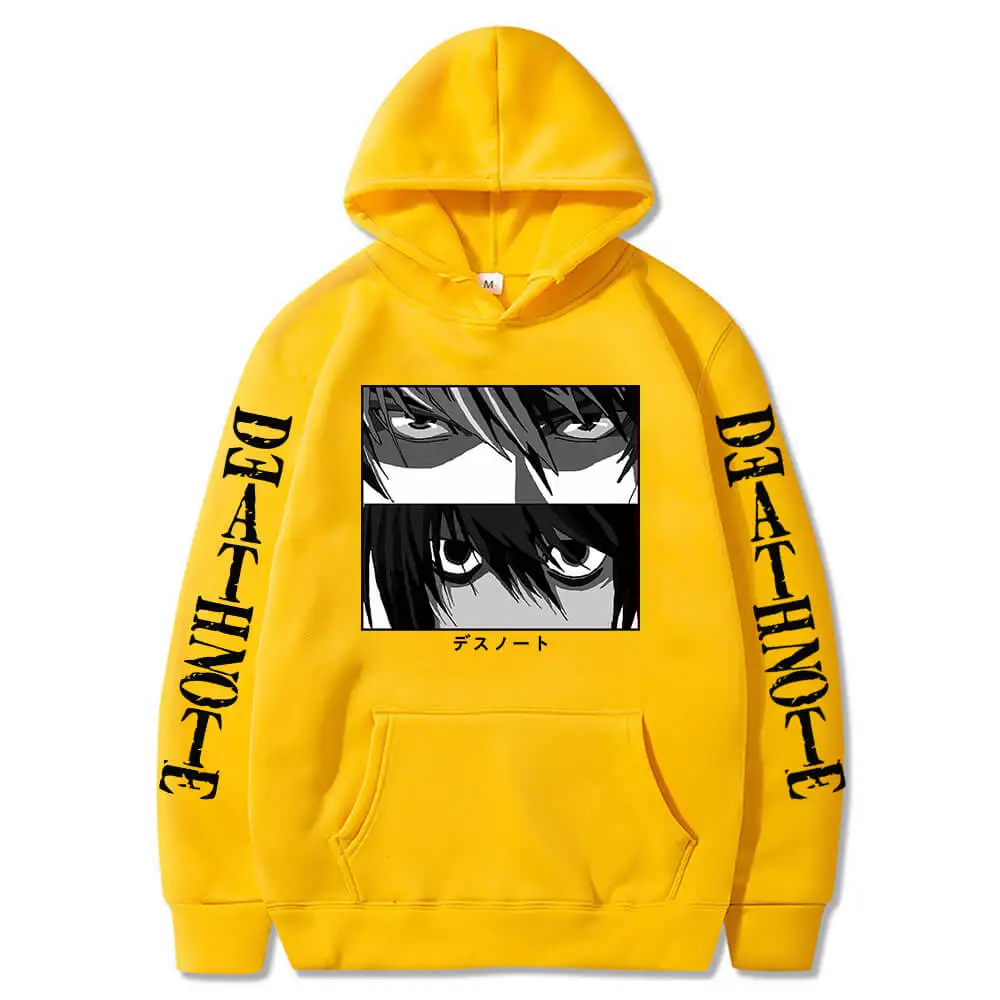 

Oversized Fashion Anime Death Note Graphics Cool Eyes Cartoon Hip Hop Long Sleeve Casual Men Women Hoodie Dropshipping