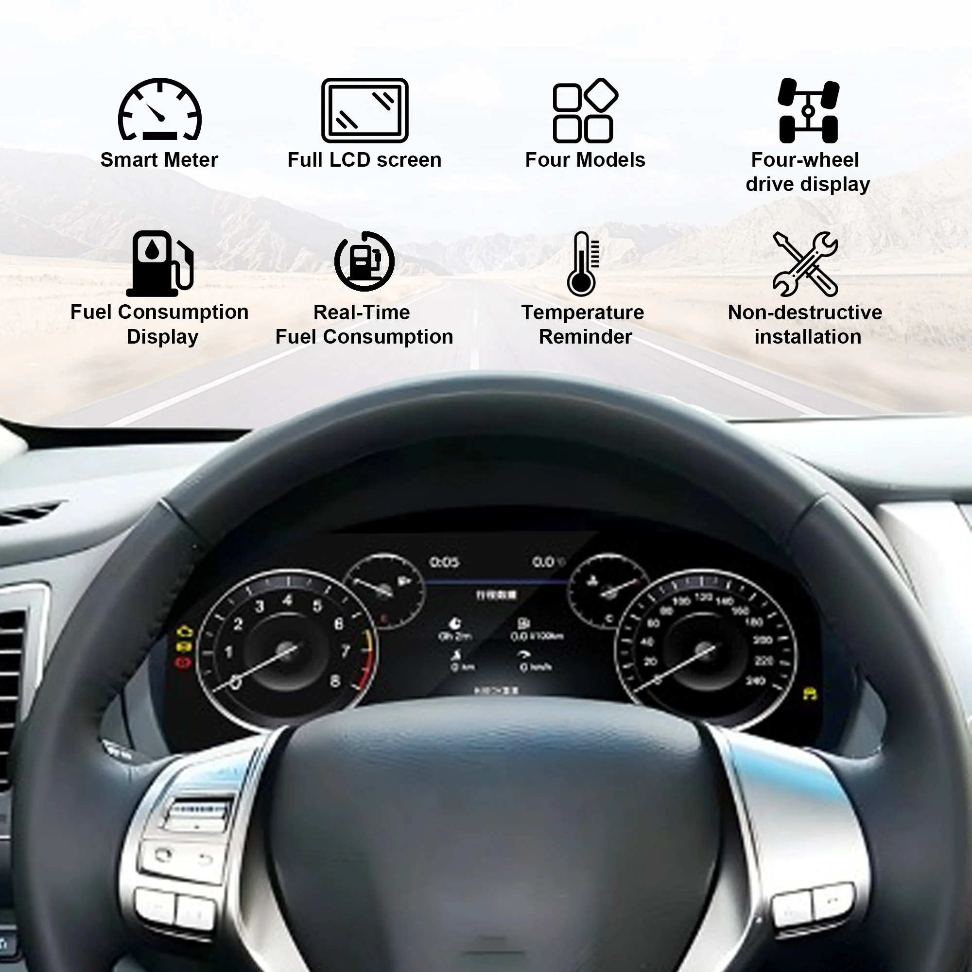 Panel de Instrumentos Digital para Nissan Teana Pathfinder con IOS CarPlay, Velocímetro, Tablero de Instrumentos LCD Virtual HD de 12.3'' con Conexión Plug&Play 3